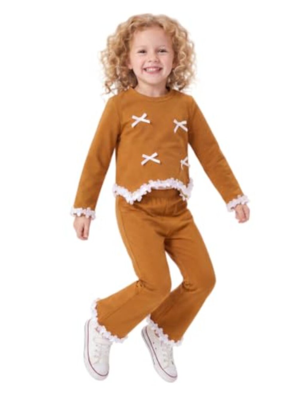 Toddler Girl 2-Piece Scalloped Bow Floral Top & Flare Pants Set